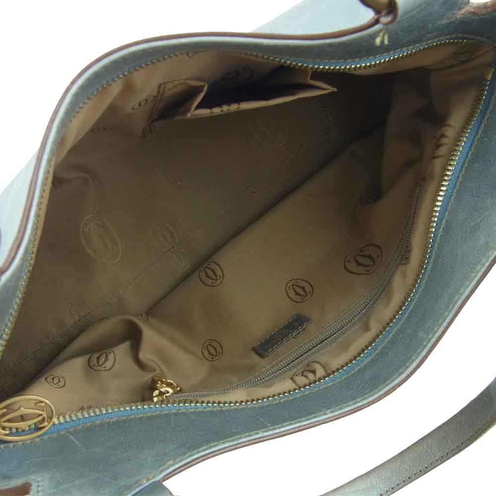 CARTIER カルティエ Marcello マルチェロ ハンド バッグ グレイッシュブルー系【中古】