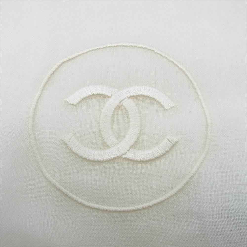 CHANEL シャネル カシミヤ混 ココマーク刺繍 クリスマス 2009 ストール イタリア製 ホワイト系【中古】