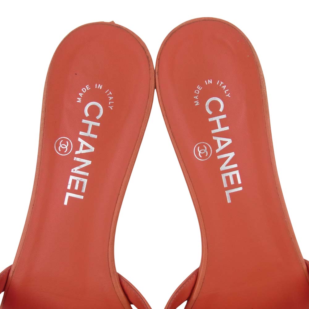 CHANEL シャネル ココマーク カメリア サンダル イタリア製 オレンジ系 40C【中古】