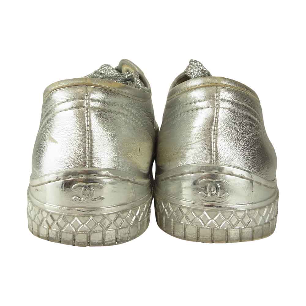 CHANEL シャネル G33363 ココマーク レースアップ スニーカー シルバー系 40【中古】