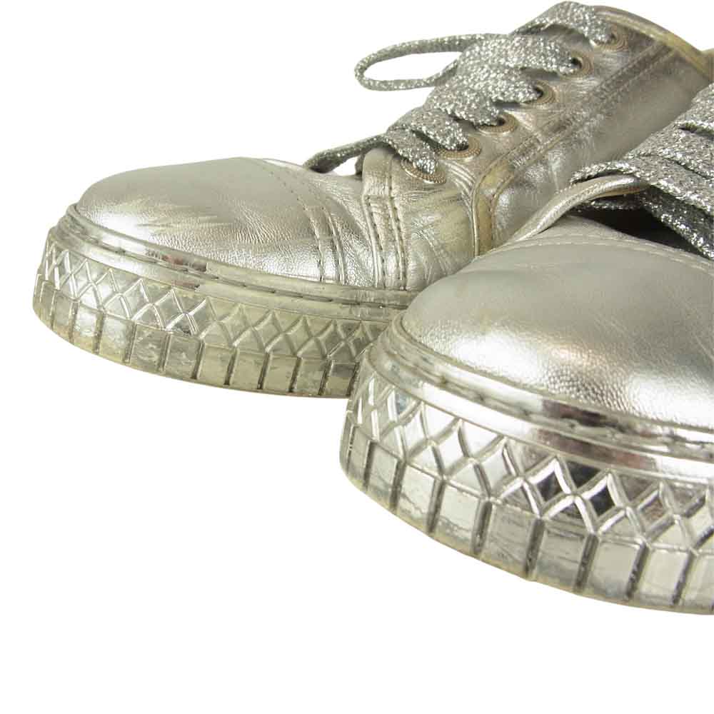 CHANEL シャネル G33363 ココマーク レースアップ スニーカー シルバー系 40【中古】