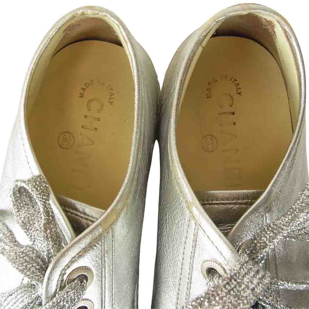 CHANEL シャネル G33363 ココマーク レースアップ スニーカー シルバー系 40【中古】