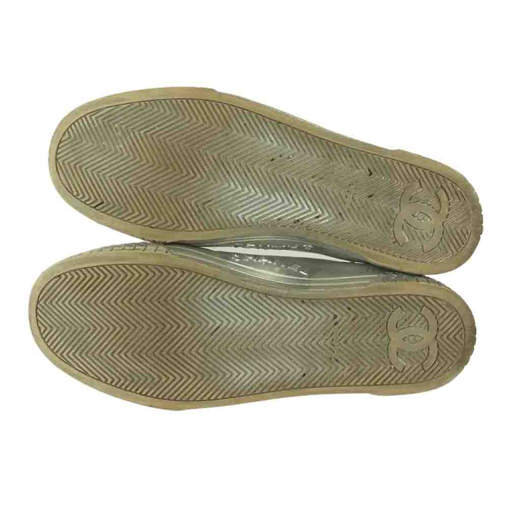 CHANEL シャネル G33363 ココマーク レースアップ スニーカー シルバー系 40【中古】