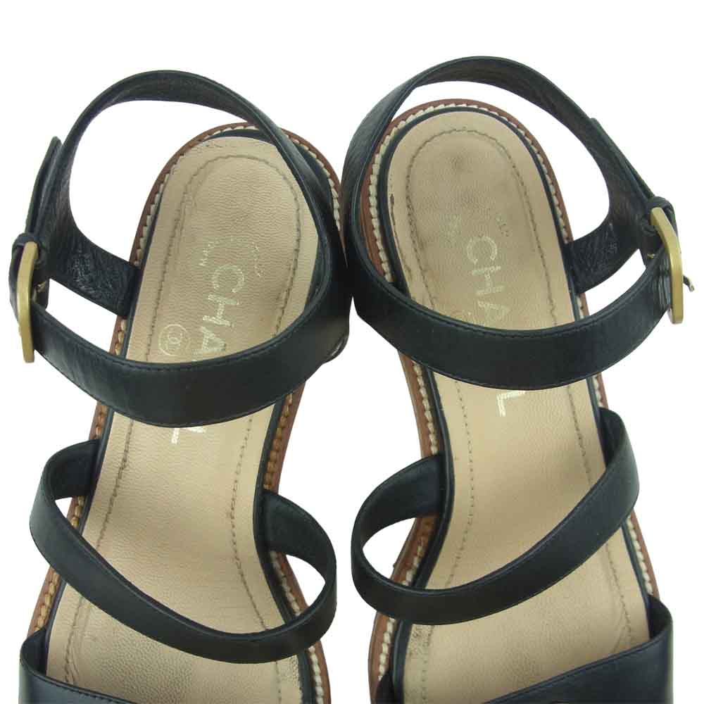 CHANEL シャネル K G30462 ココマーク ビジュー サンダル イタリア製 ブラック系 38.5【中古】