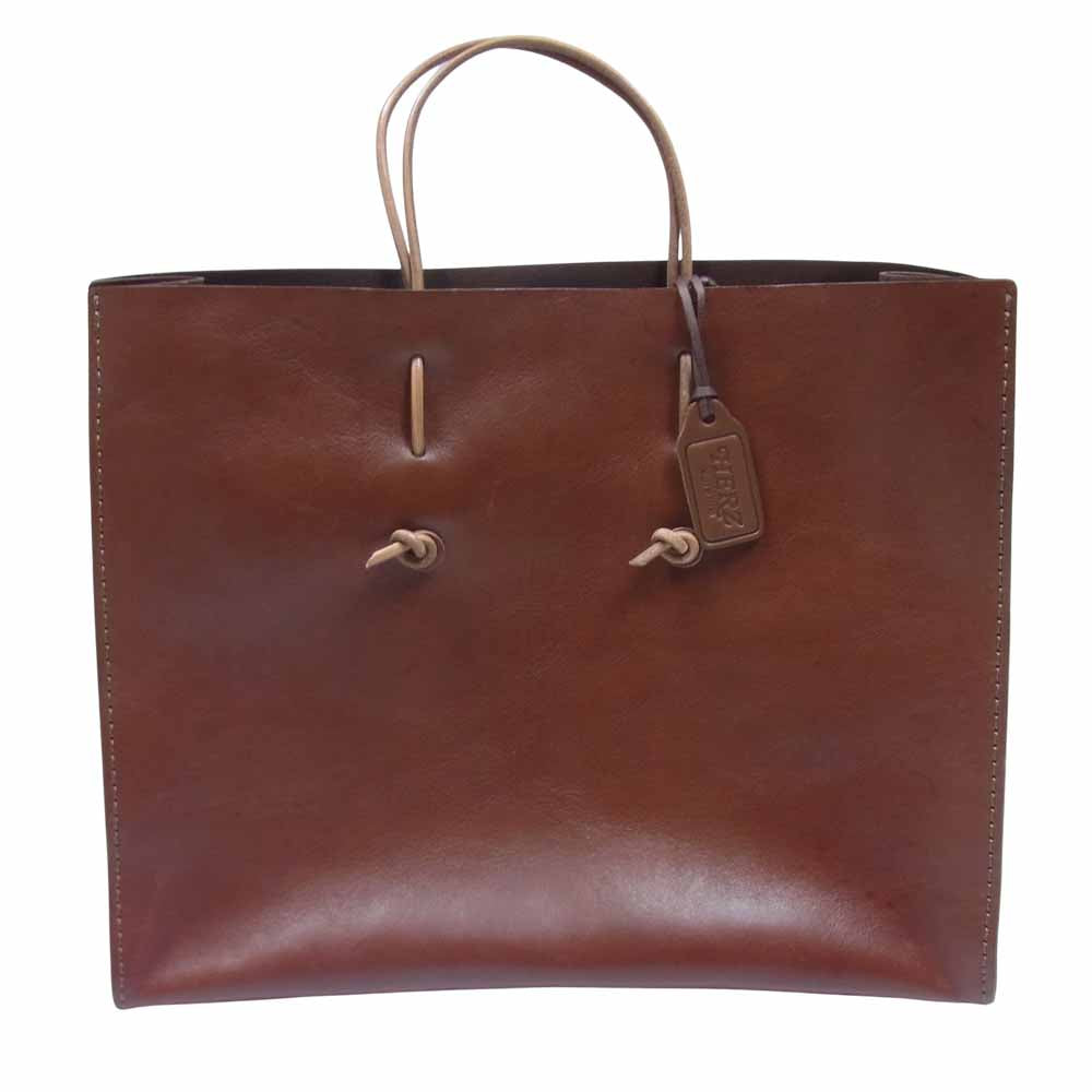 HERZ ヘルツ T-5 革紙袋 スターレ ソフトレザー トート バッグ チョコ ブラウン系【美品】【中古】