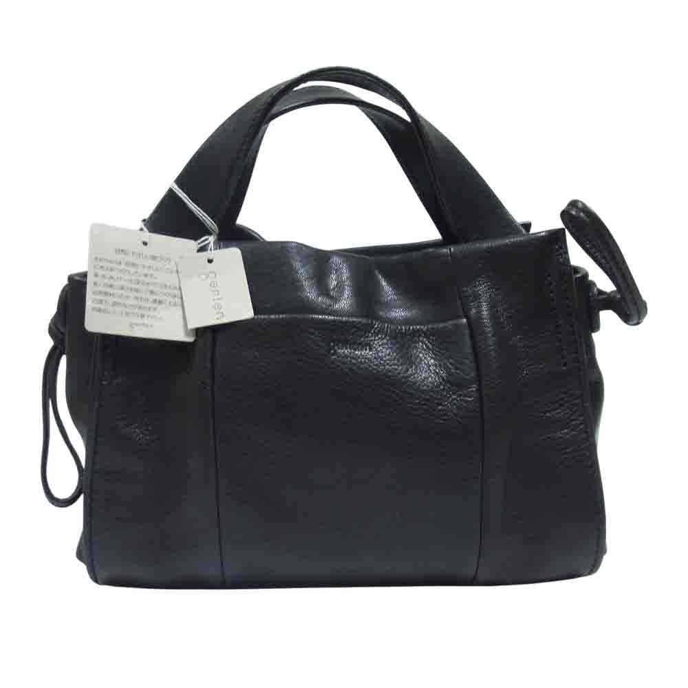 ゲンテン 42555 ソーロ 2WAY レザー ショルダー ハンド バッグ ブラック系【極上美品】【中古】