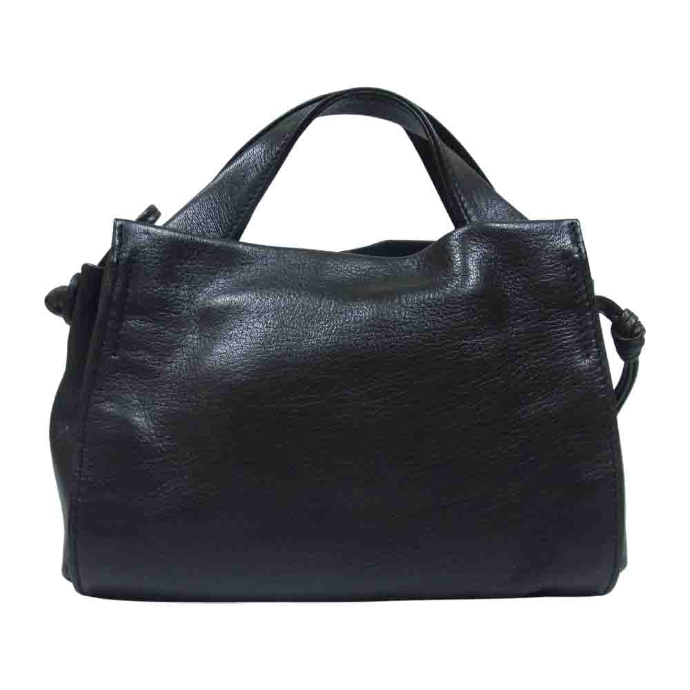 ゲンテン 42555 ソーロ 2WAY レザー ショルダー ハンド バッグ ブラック系【極上美品】【中古】