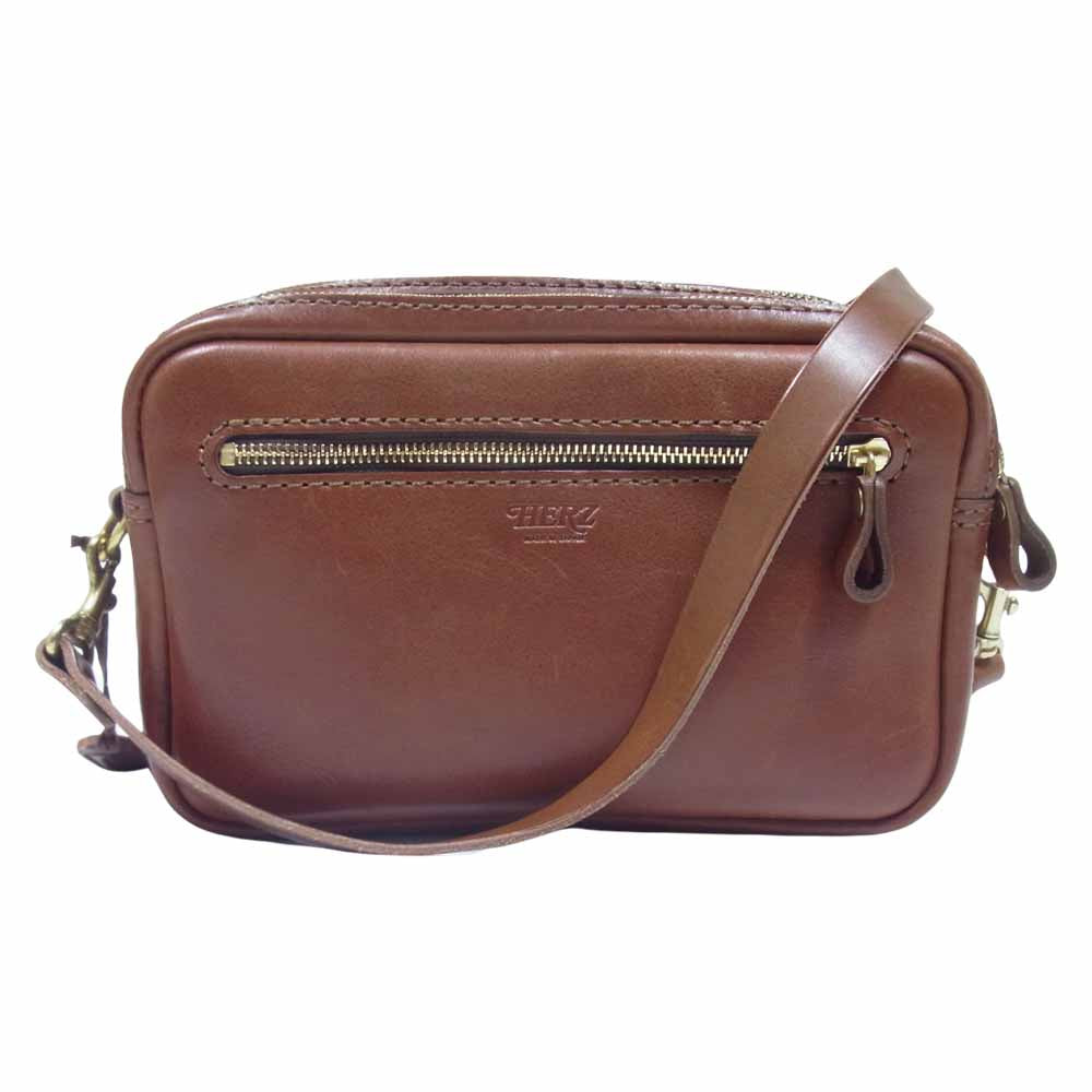 HERZ ヘルツ CK-8 2way 二部屋 ソフト レザー ショルダー バッグ チョコ ブラウン系【美品】【中古】