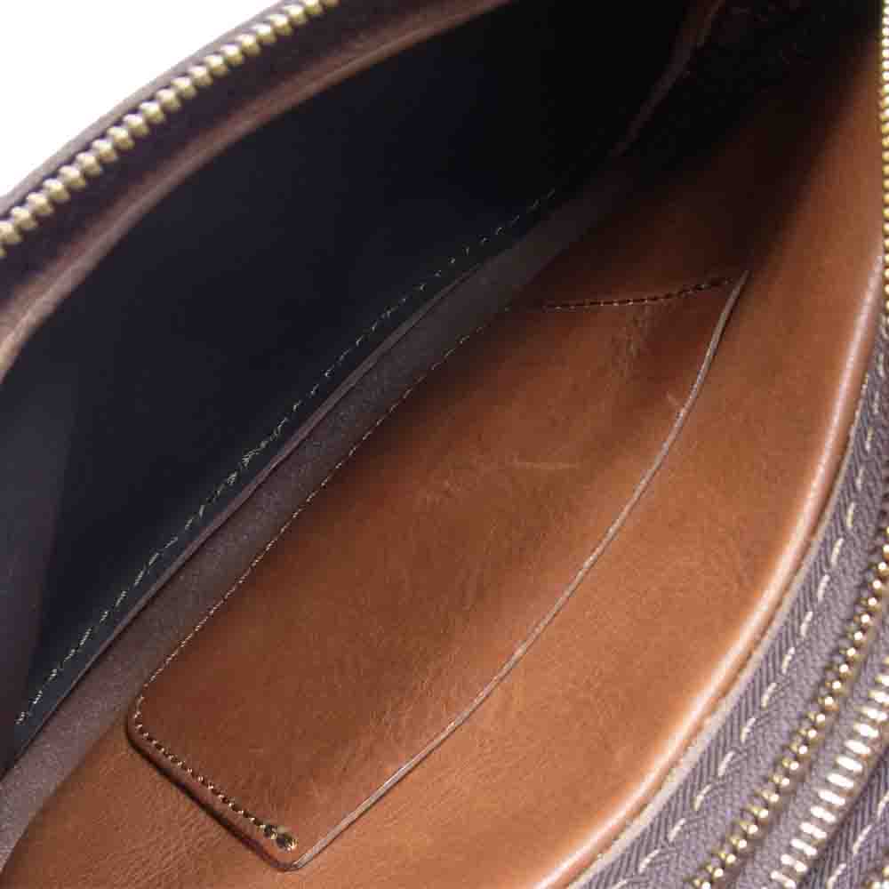 HERZ ヘルツ CK-8 2way 二部屋 ソフト レザー ショルダー バッグ チョコ ブラウン系【美品】【中古】