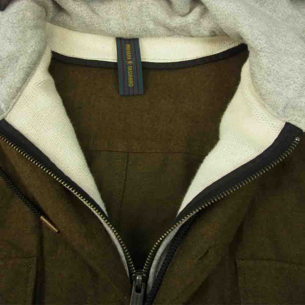 MIHARA YASUHIRO ミハラヤスヒロ 31063151 Flannel big shirt parka ドッキング フランネル ビッグ シャツ パーカー カーキ系 46【中古】