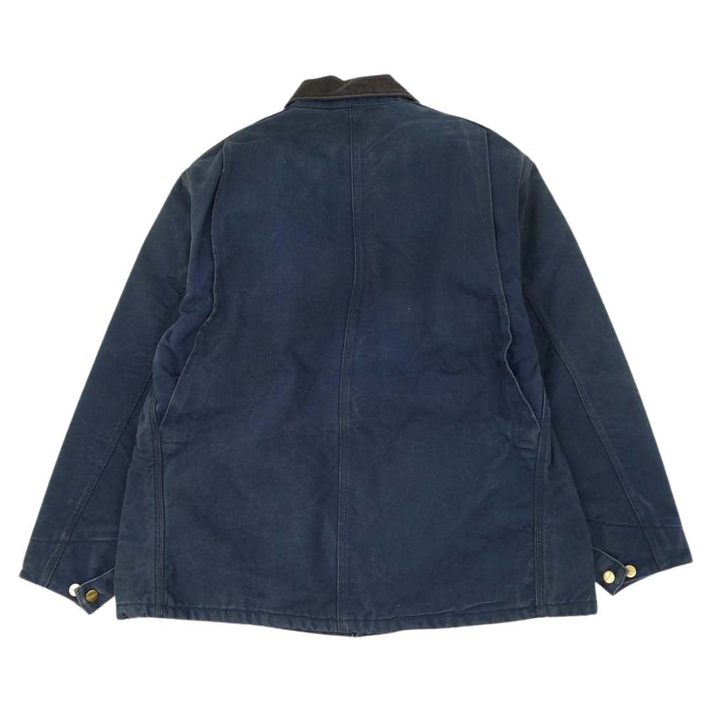 Carhartt カーハート 351909 USA製 裏地ブランケット ダック カバーオール ジャケット ネイビー系【中古】