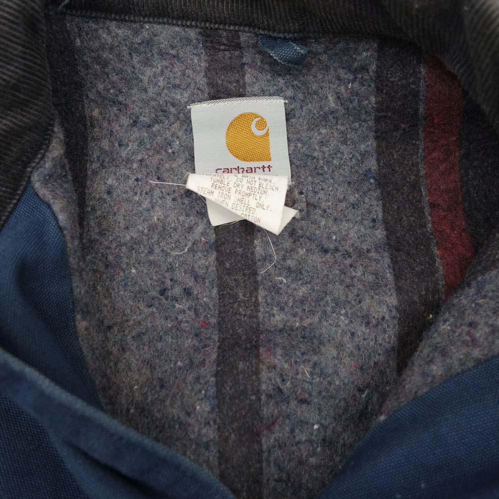 Carhartt カーハート 351909 USA製 裏地ブランケット ダック カバーオール ジャケット ネイビー系【中古】