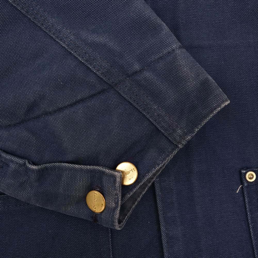 Carhartt カーハート 351909 USA製 裏地ブランケット ダック カバーオール ジャケット ネイビー系【中古】