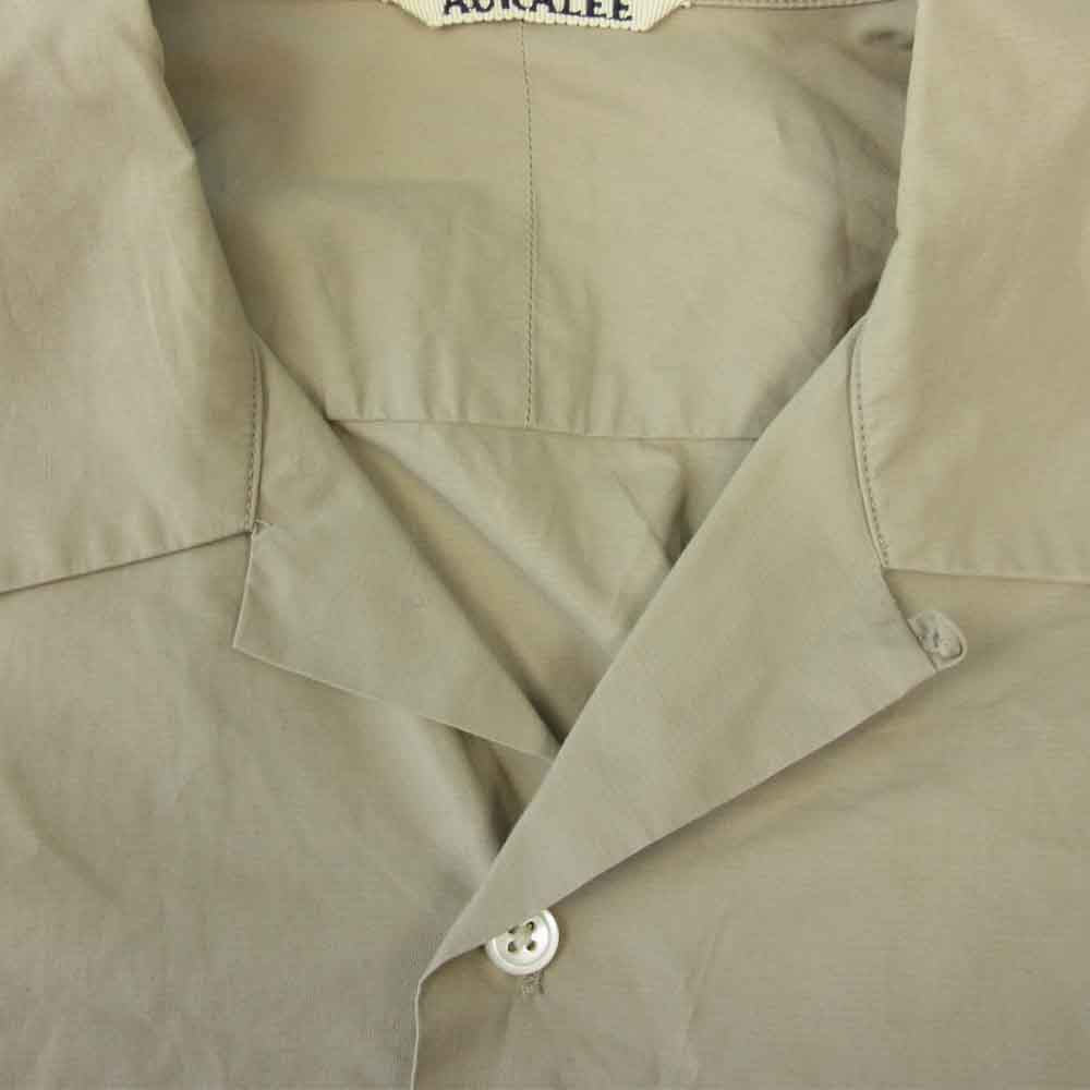AURALEE オーラリー 18SS A8SS01WC SELVEDGE WEATHER CLOTH SHIRTS セルビッジ ウェザークロス オープンカラー シャツ ライトブラウン系 4【中古】