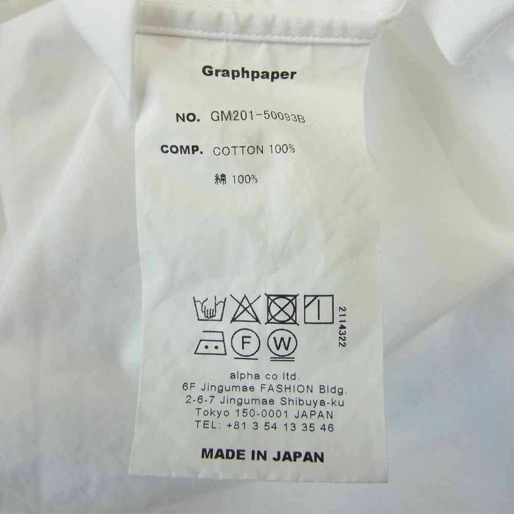 GRAPHPAPER グラフペーパー 20SS GM201-50093B Broad Oversized Regular Collar ブロード オーバーサイズ レギュラーカラー 長袖 シャツ ホワイト系 F【中古】