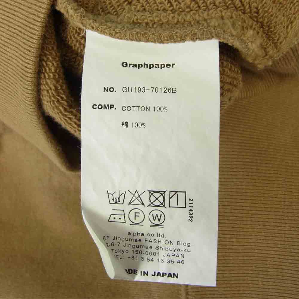 GRAPHPAPER グラフペーパー 19AW GU193-70126B LOOPWHEELER Full Zip Parka ループウィラー フル ジップ パーカー ライトブラウン系 2【中古】