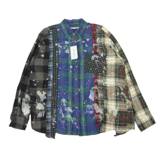 Needles ニードルス EJ374 REBUILD BY NEEDLES Flannel Shirt リビルドバイニードルス チェック リメイク 解体再構築 フランネル シャツ マルチカラー系 L【美品】【中古】