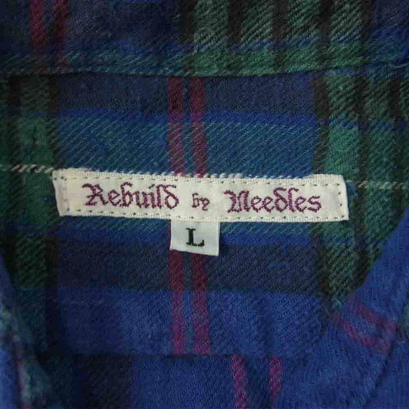 Needles ニードルス EJ374 REBUILD BY NEEDLES Flannel Shirt リビルドバイニードルス チェック リメイク 解体再構築 フランネル シャツ マルチカラー系 L【美品】【中古】