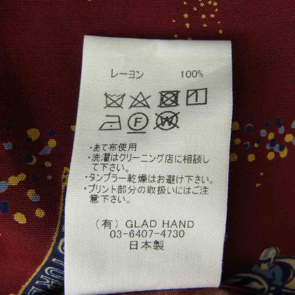 オールドクロウ OC-21-SS-07 アロハシャツ エンジ系 L【中古】