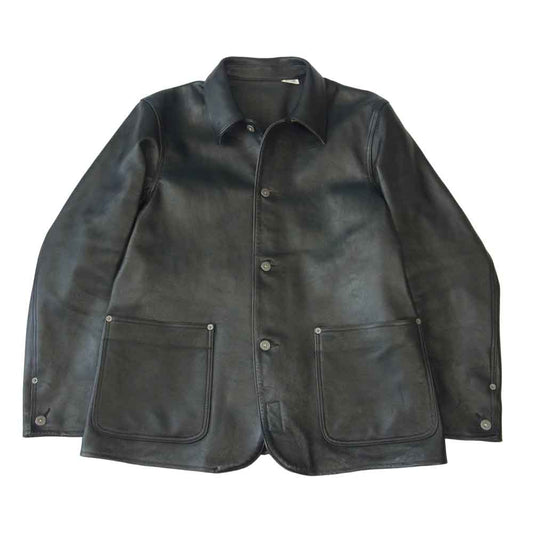 ADDICT CLOTHES アディクトクローズ SHEEPSKIN COVERALL 茶芯 シープスキン レザー カバーオール ジャケット ブラック系 40【中古】