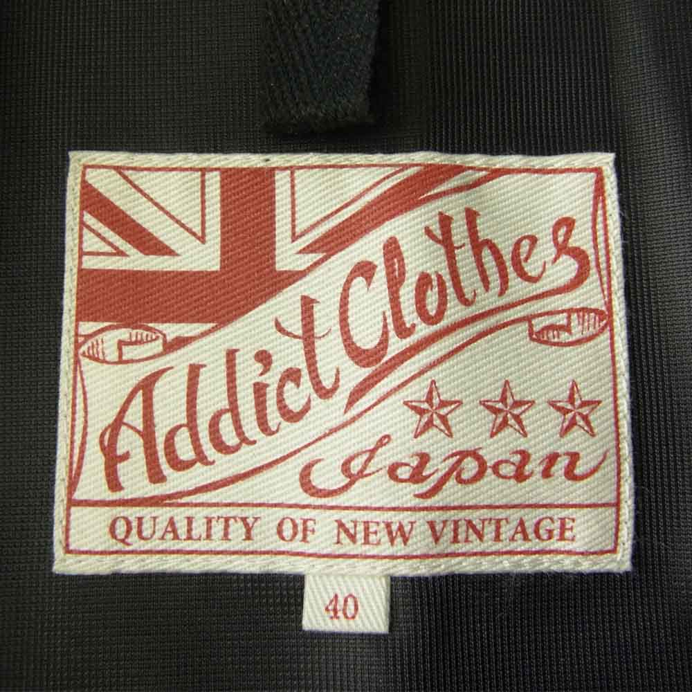 ADDICT CLOTHES アディクトクローズ AD-09 SHEEPSKIN ULSTER JACKET 茶芯 シープスキン アルスター ジャケット レザー ライダーズ ジャケット ブラック系 40【中古】