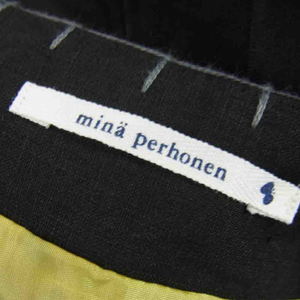 mina perhonen ミナペルホネン ja5329 ring flower リング フラワー 刺繍 リネン フレア スカート ブラック系 サイズ表記無【美品】【中古】