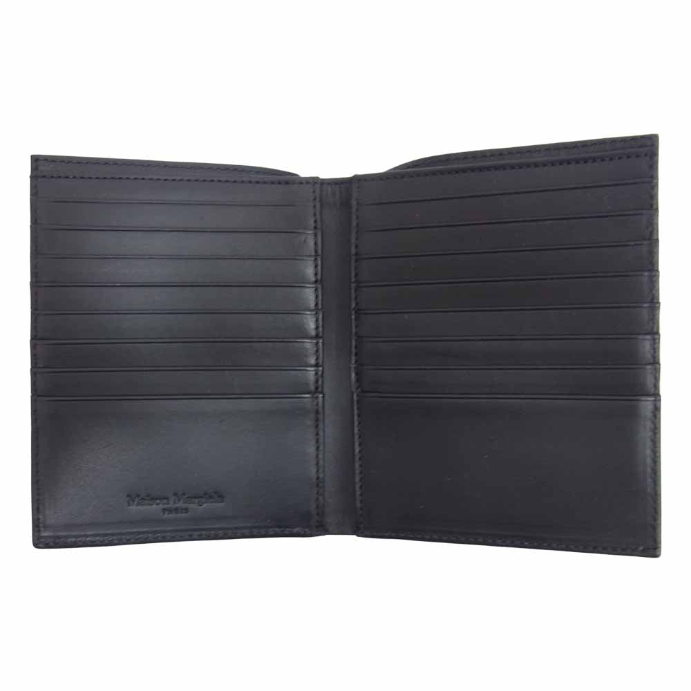 MAISON MARGIELA メゾンマルジェラ S35UI0437 LEATHER WALLET レザー 二つ折り 財布 ウォレット ブラック系【極上美品】【中古】