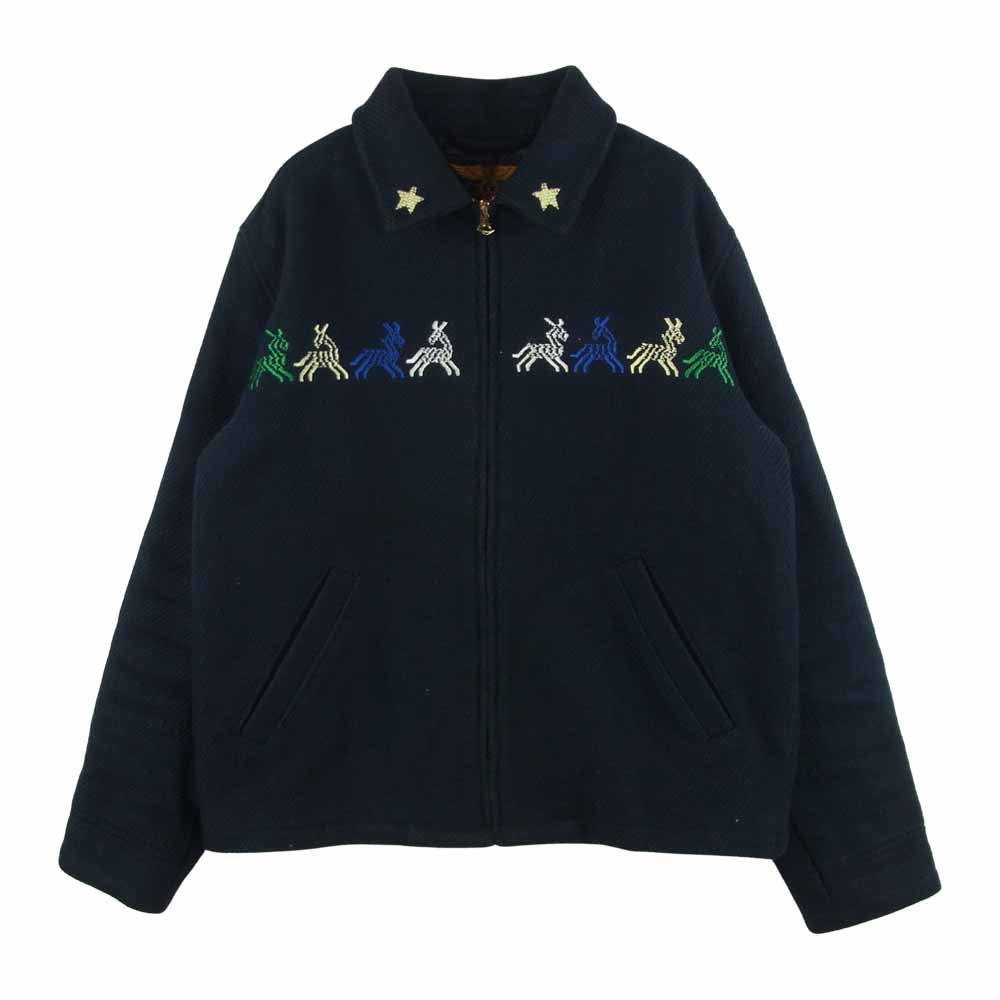 CALEE キャリー COTTON SOUVENIR JACKET コットン スーベニア ジャケット 中綿キルト イーグル刺繍 ダークネイビー系 M【中古】