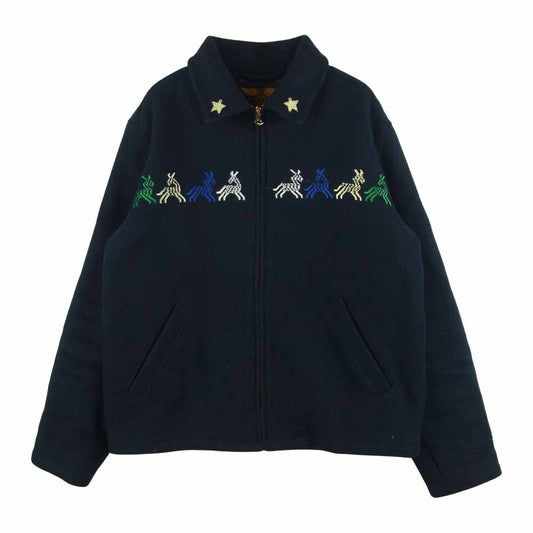 CALEE キャリー COTTON SOUVENIR JACKET コットン スーベニア ジャケット 中綿キルト イーグル刺繍 ダークネイビー系 M【中古】