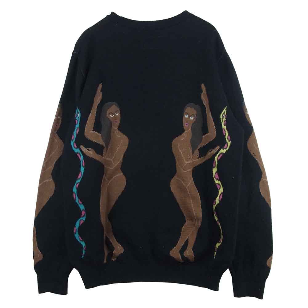 WACKO MARIA ワコマリア 19FW-WMK-KN21 JACQUARD CREW NECK SWEATER クルーネック 蛇 女 ニット セーター ブラック系 S【中古】