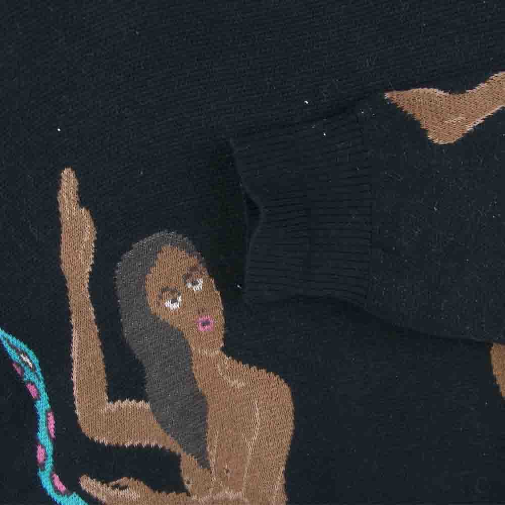 WACKO MARIA ワコマリア 19FW-WMK-KN21 JACQUARD CREW NECK SWEATER クルーネック 蛇 女 ニット セーター ブラック系 S【中古】