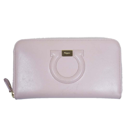 Salvatore Ferragamo サルヴァトーレフェラガモ ラウンドファスナー 長財布 財布 ウォレット ピンク系【中古】