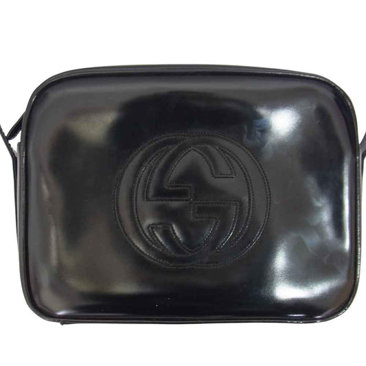 GUCCI グッチ 007 2040 0261 パテント GG オールド ショルダー バッグ ブラック系【中古】