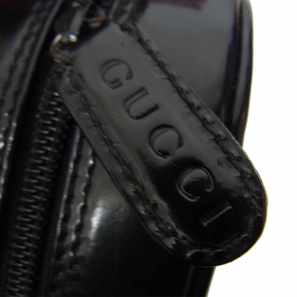 GUCCI グッチ 007 2040 0261 パテント GG オールド ショルダー バッグ ブラック系【中古】