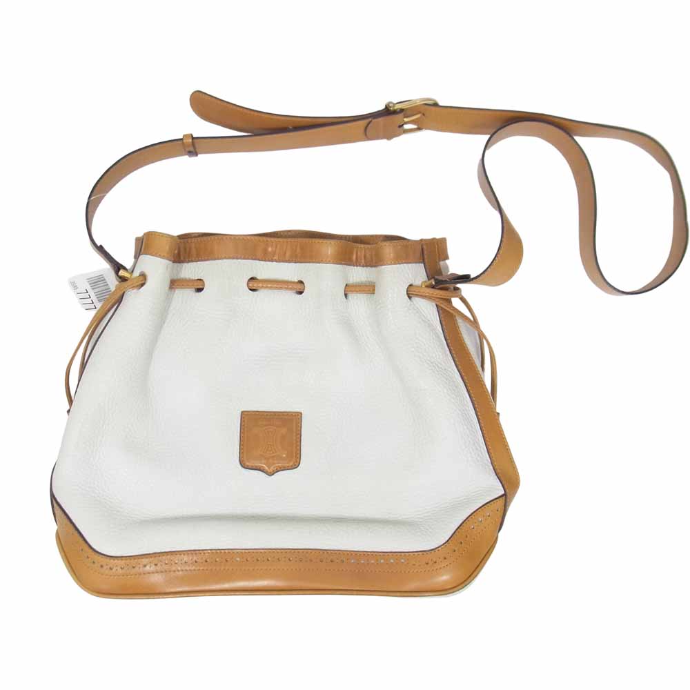 CELINE セリーヌ M06 マカダム ショルダー バッグ オフホワイト系【中古】
