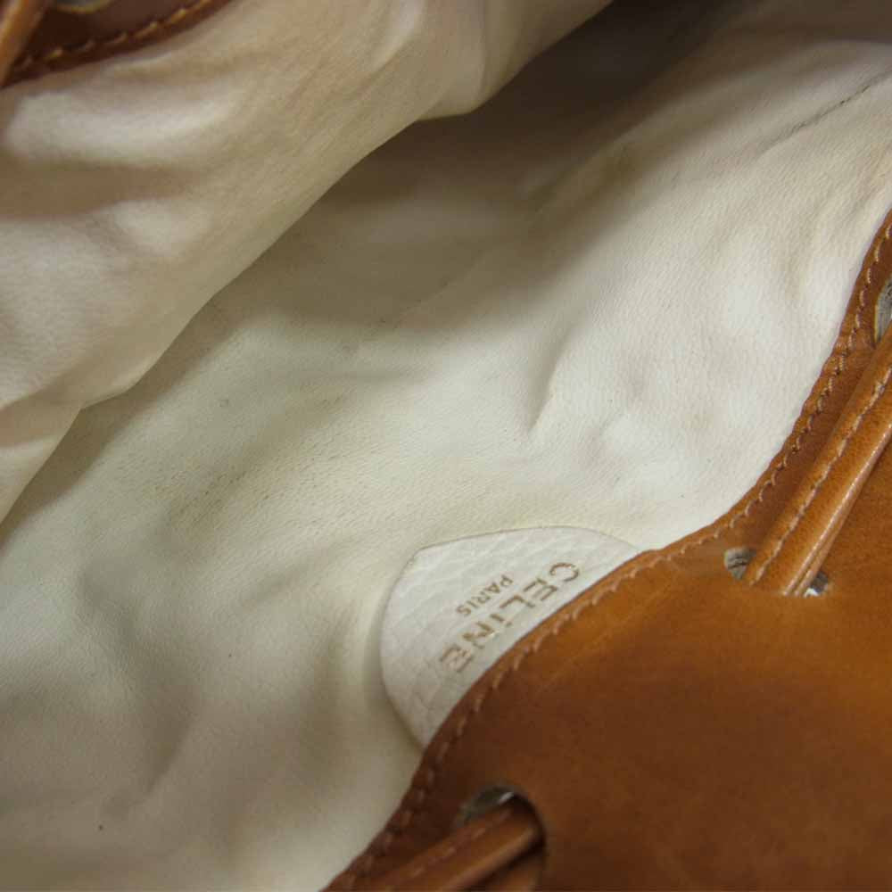 CELINE セリーヌ M06 マカダム ショルダー バッグ オフホワイト系【中古】