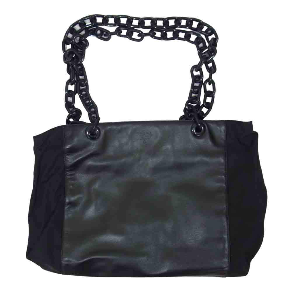 PRADA プラダ B7192 レザー ナイロン チェーン ショルダー バッグ ブラック系【中古】