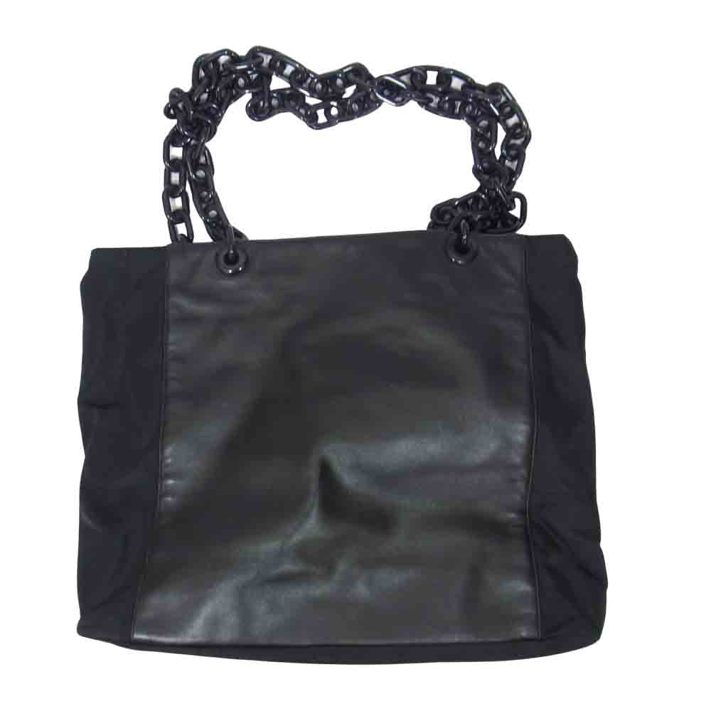PRADA プラダ B7192 レザー ナイロン チェーン ショルダー バッグ ブラック系【中古】