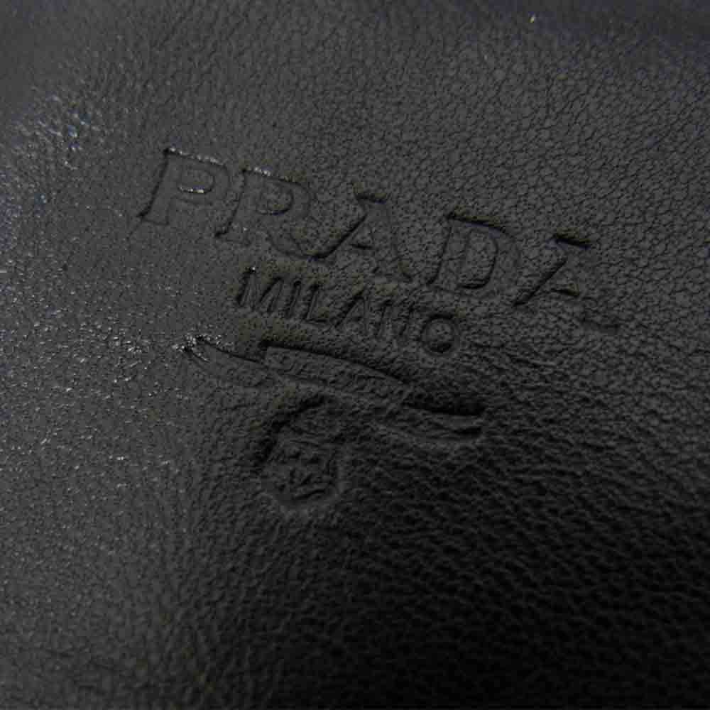 PRADA プラダ B7192 レザー ナイロン チェーン ショルダー バッグ ブラック系【中古】