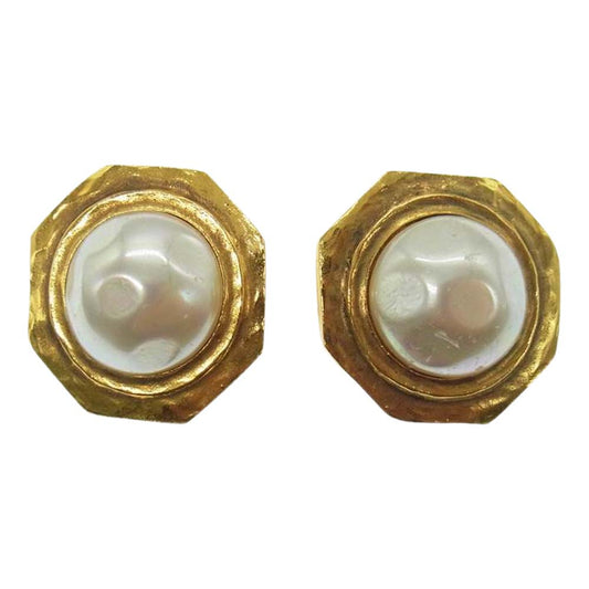 CHANEL シャネル ヴィンテージ フェイクパール イヤリング ゴールド系【中古】