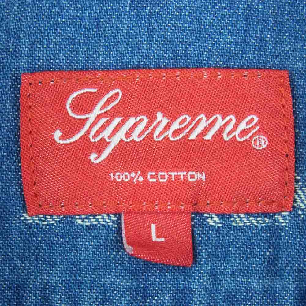 Supreme シュプリーム 19SS Logo Denim Shirt ロゴ デニム 長袖 シャツ コットン 中国製 インディゴブルー系 L【中古】