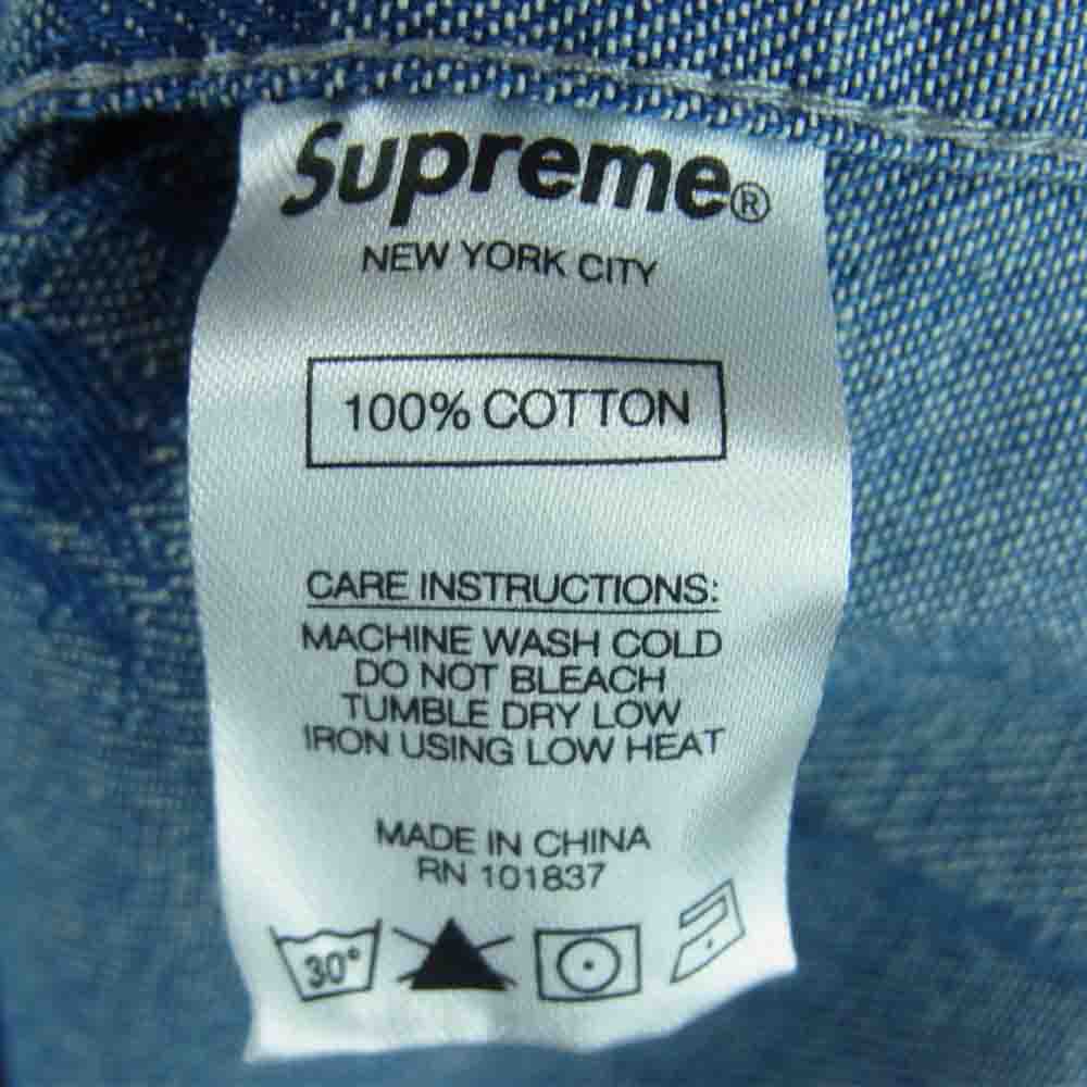 Supreme シュプリーム 19SS Logo Denim Shirt ロゴ デニム 長袖 シャツ コットン 中国製 インディゴブルー系 L【中古】