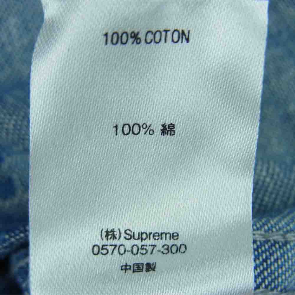 Supreme シュプリーム 19SS Logo Denim Shirt ロゴ デニム 長袖 シャツ コットン 中国製 インディゴブルー系 L【中古】