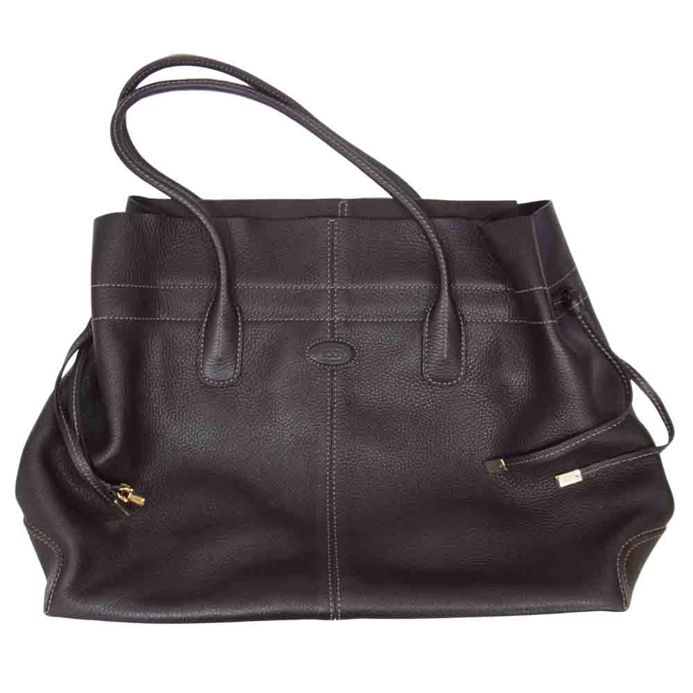 TOD’S トッズ 8313 ニューD レザー トートバッグ ダークブラウン系【中古】