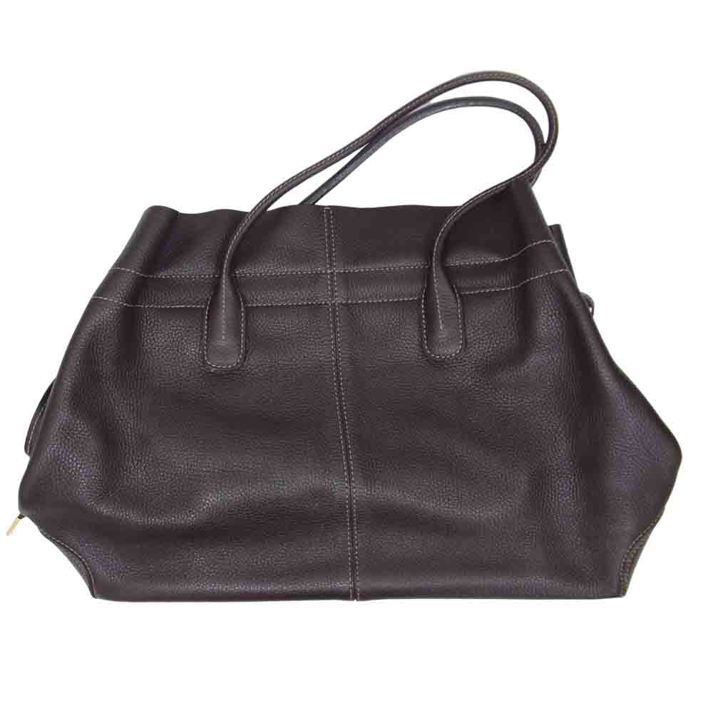 TOD’S トッズ 8313 ニューD レザー トートバッグ ダークブラウン系【中古】