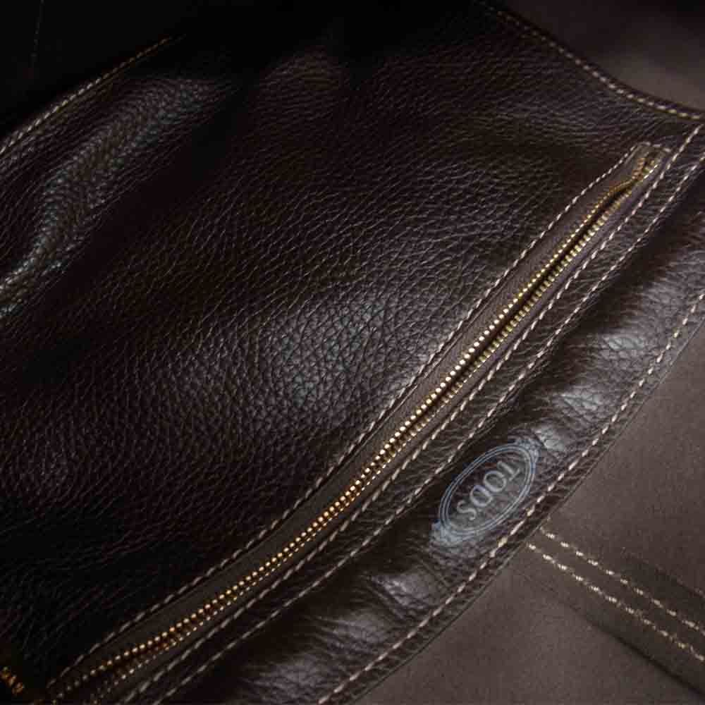 TOD’S トッズ 8313 ニューD レザー トートバッグ ダークブラウン系【中古】