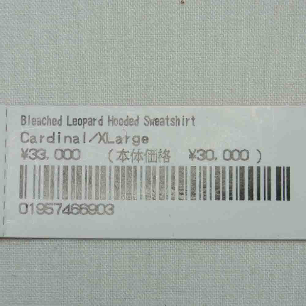 Supreme シュプリーム 21AW Bleached Leopard Hooded Sweatshirt ブリーチ レオパード フーデッド スウェットシャツ プルオーバー 総柄 パーカー ワインレッド系 XL【新古品】【未使用】【中古】