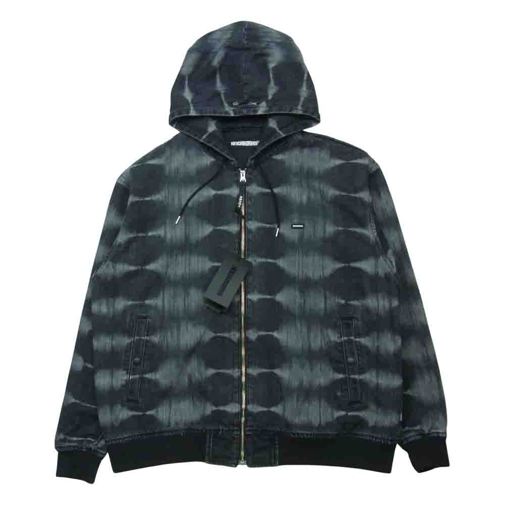 NEIGHBORHOOD ネイバーフッド 22SS 221YTNH-JKM04 FB / C-JK タイダイ風加工 デニム フード パーカー ジャケット ブラック系 グレー系 L【新古品】【未使用】【中古】