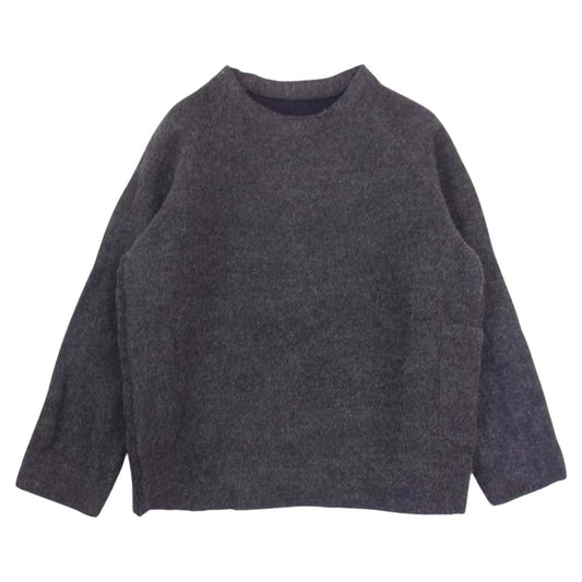 SUNSEA サンシー 14AW SNS-14A23 ネックウォーマー付き リバーシブル ニット グレー系 2【中古】