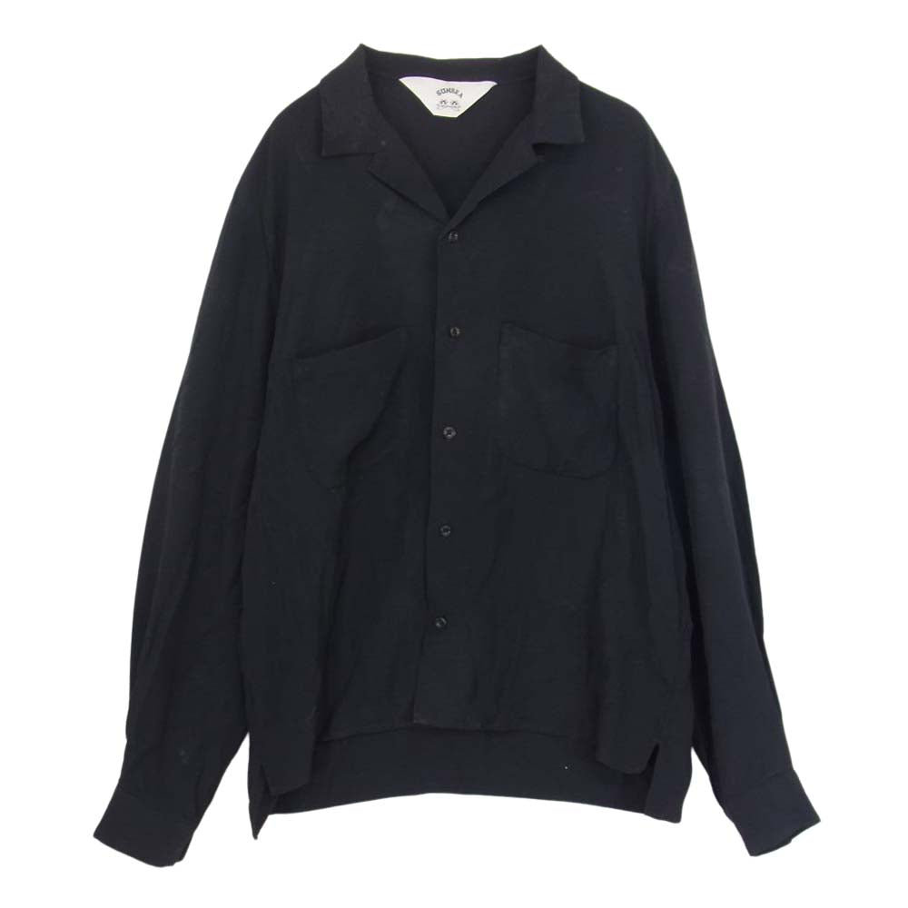 SUNSEA サンシー 15SS SNS-15S17 Jarrett's Shirt オープンカラー レーヨン シャツ ブラック系 2【中古】